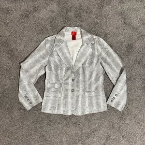 V Cristina Zebra Jacket Gemstone Button Up Women's Size XL NWOT Black White